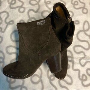 PLDM for PALLADIUM Sz EU 39 Suede Leather Booties Stacked Heels